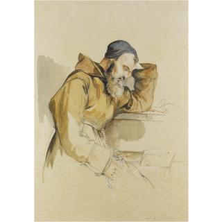 John Frederick Lewis R.A. - A Franciscan Monk Reading