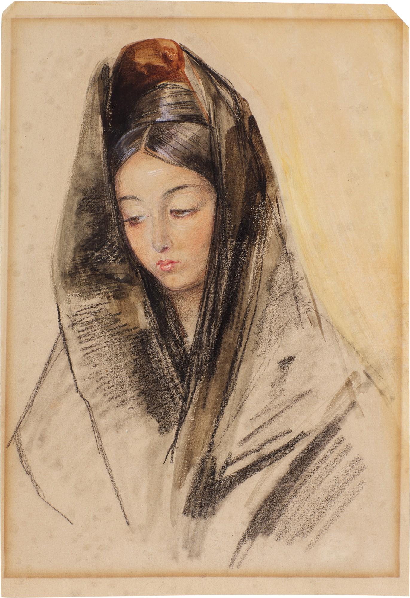 John Frederick Lewis, R.A. - A Spanish lady wearing a mantilla