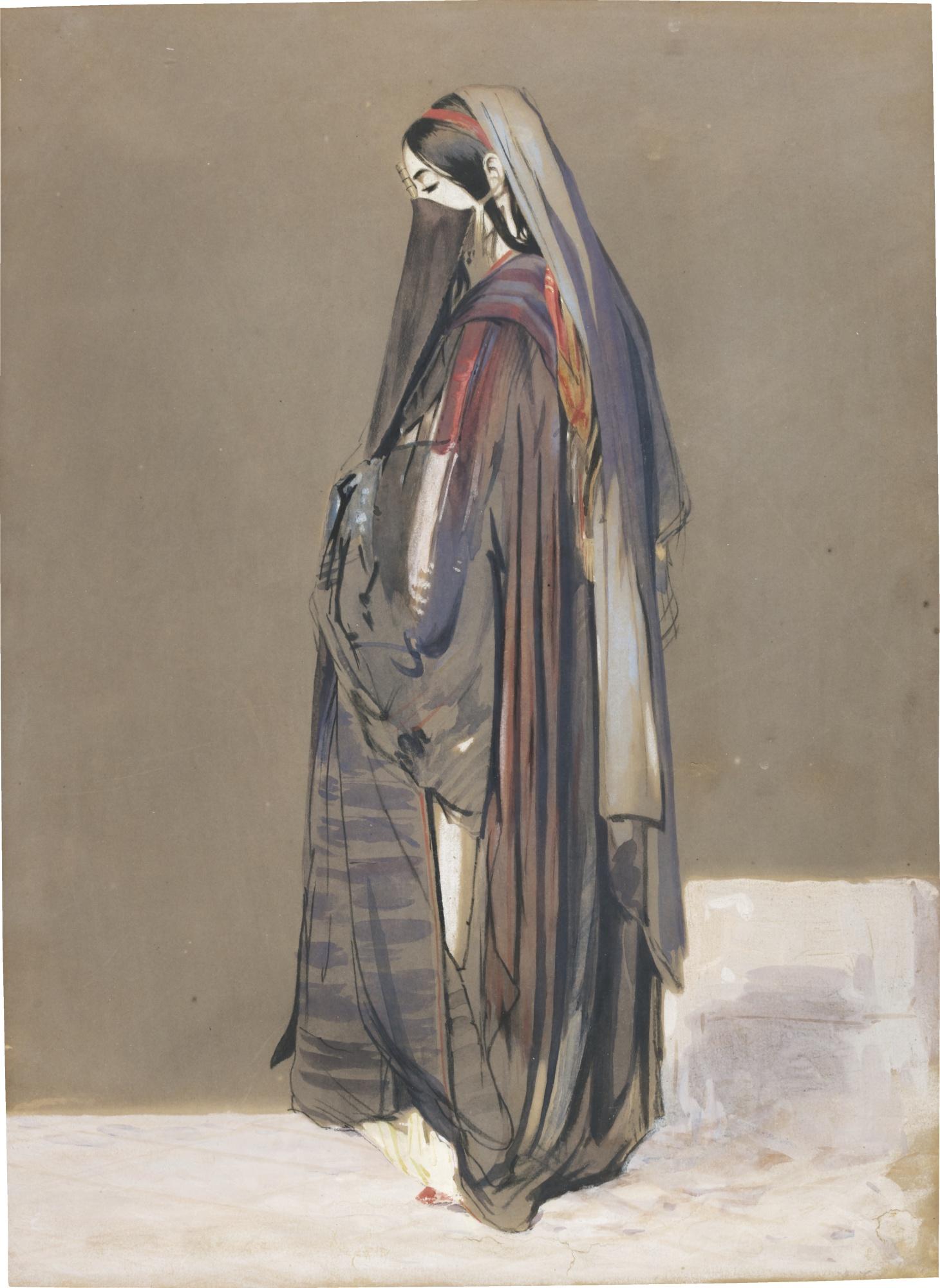 John Frederick Lewis, R.A. - A Veiled Egyptian Girl, Cairo