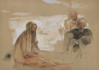 John Frederick Lewis, R.A. - British study Of Three Arabs