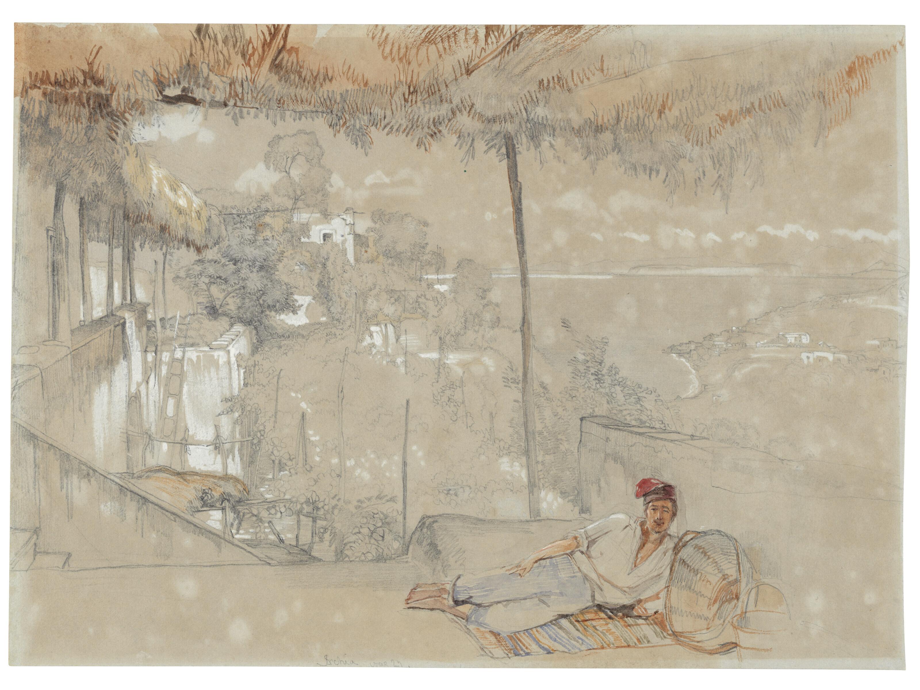 John Frederick Lewis, R.A. - On the Terrace at Ischia, Italy