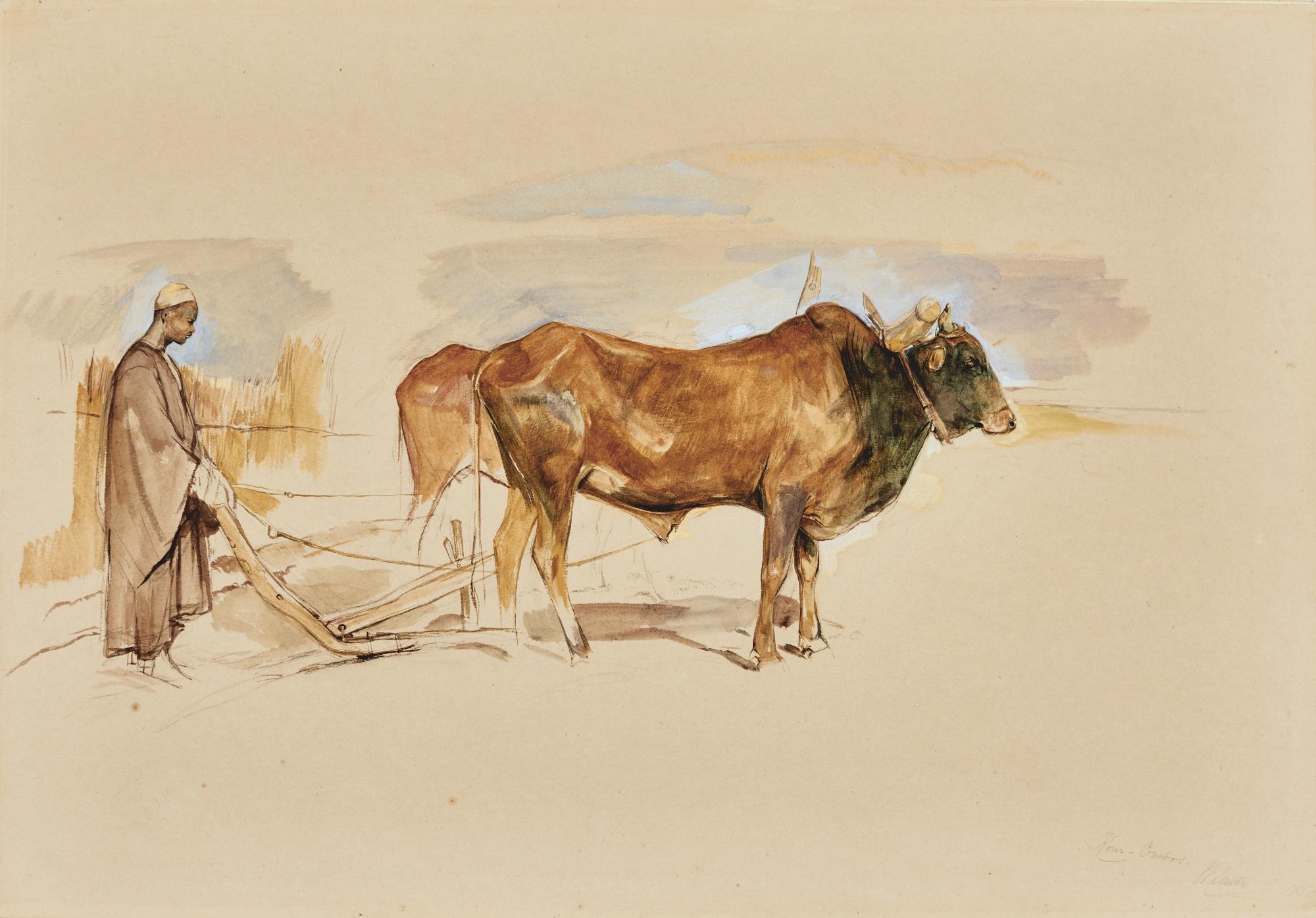 John Frederick Lewis, R.A. - Ploughing At Kom-Ombo, Egypt
