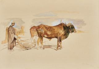 John Frederick Lewis, R.A. - Ploughing At Kom-Ombo, Egypt