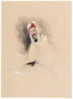 John Frederick Lewis, R.A. - Portrait Of A European In Oriental Dress, Possibly Sir John Gardner Wilkinson