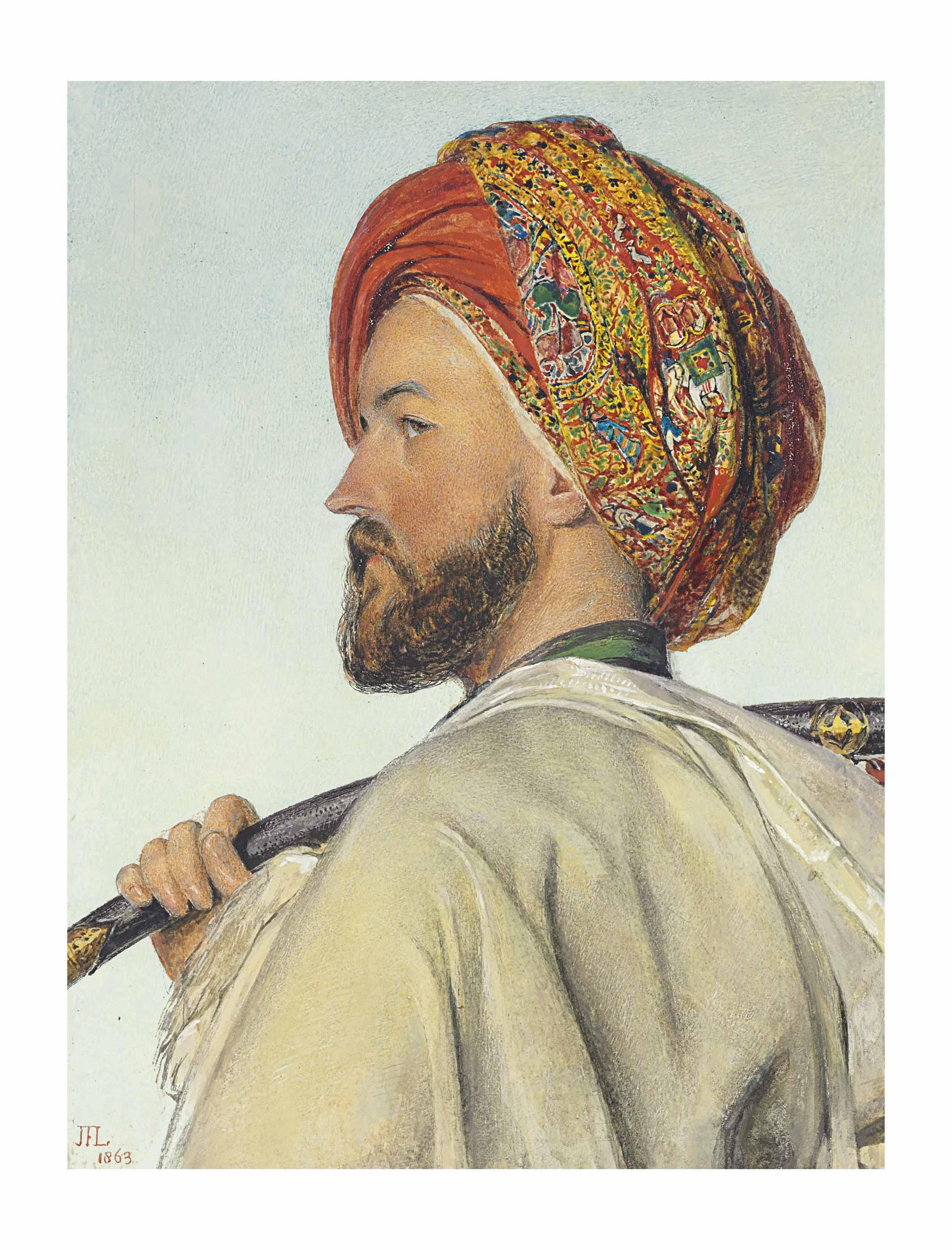 John Frederick Lewis, R.A. - Portrait of a Memlook Bey, possibly a self-portrait