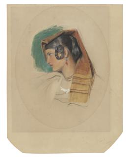John Frederick Lewis, R.A. - Portrait study of an Italian peasant girl