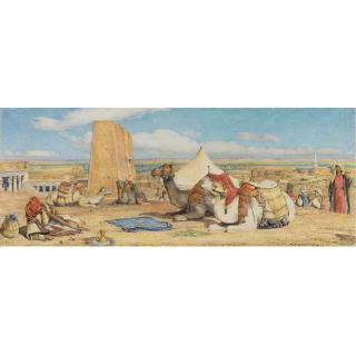 John Frederick Lewis - British The Arab Caravan Encampment At Edfou