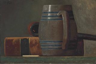 John Frederick Peto - Salt-Glazed Mug, Book, Pipe And Match