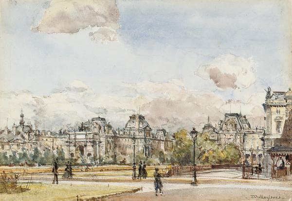 John Fulleylove, R.I. - A view of the Louvre, Paris