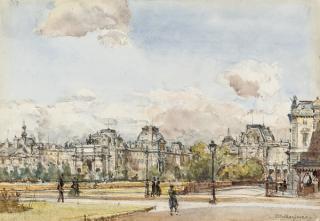 John Fulleylove, R.I. - A view of the Louvre, Paris