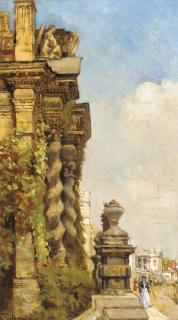 John Fulleylove, R.I. - The University church of Saint Mary\'s with Queen\'s College beyond, Oxford