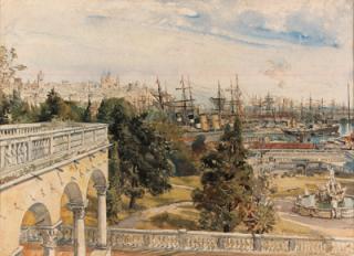 John Fulleylove - A view of Genoa harbour from the villa Doria