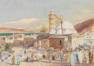 John Fulleylove - The Great Mosque at Tiberias with the Lake of Galilee beyond