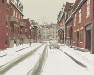 John Geoffrey Caruthers Little - Sunday Morning - Evan\'S Place (Between St. Urbain And Clarke), Overnight Snowfall, Montreal