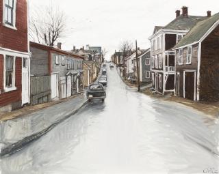 John Geoffrey Caruthers Littleb. - Rainy Day In December - Pelham Street, Lunenburg, N.S.