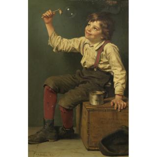 John George Brown - Boy Blowing Bubbles