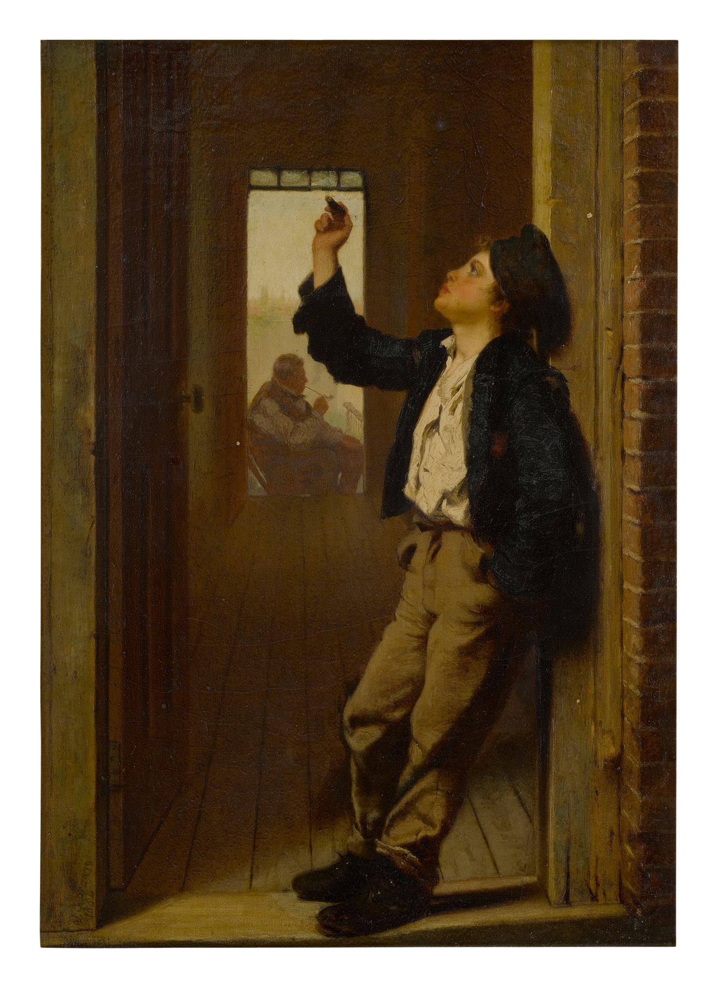 John George Brown - Boy Smoking Cigar