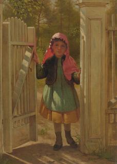 John George Brown - Girl At The Doorway