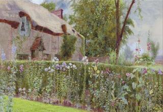 John George Sowerby - Cottage with garden