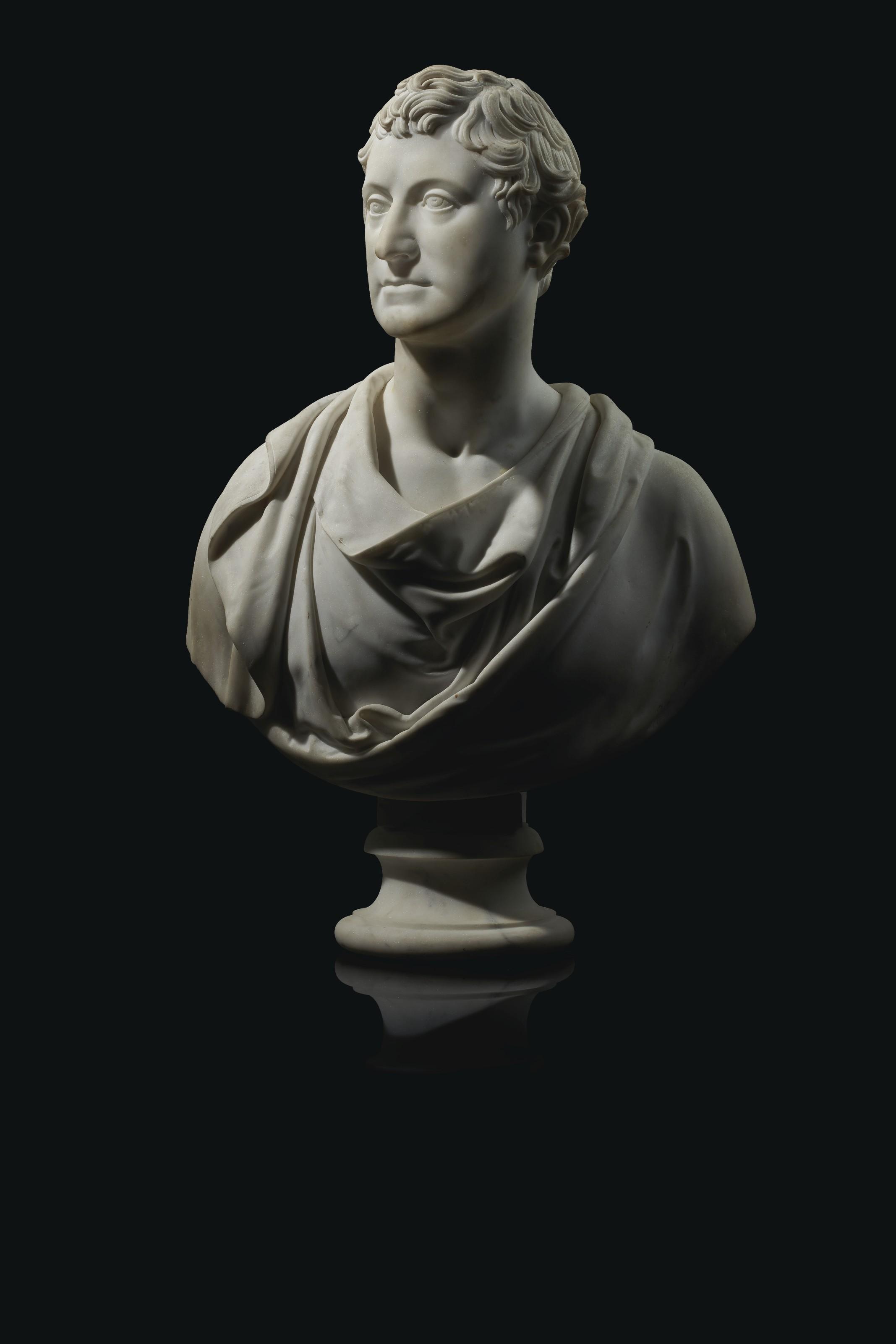 John Gibson - A WHITE MARBLE BUST OF GEORGE WATSON TAYLOR