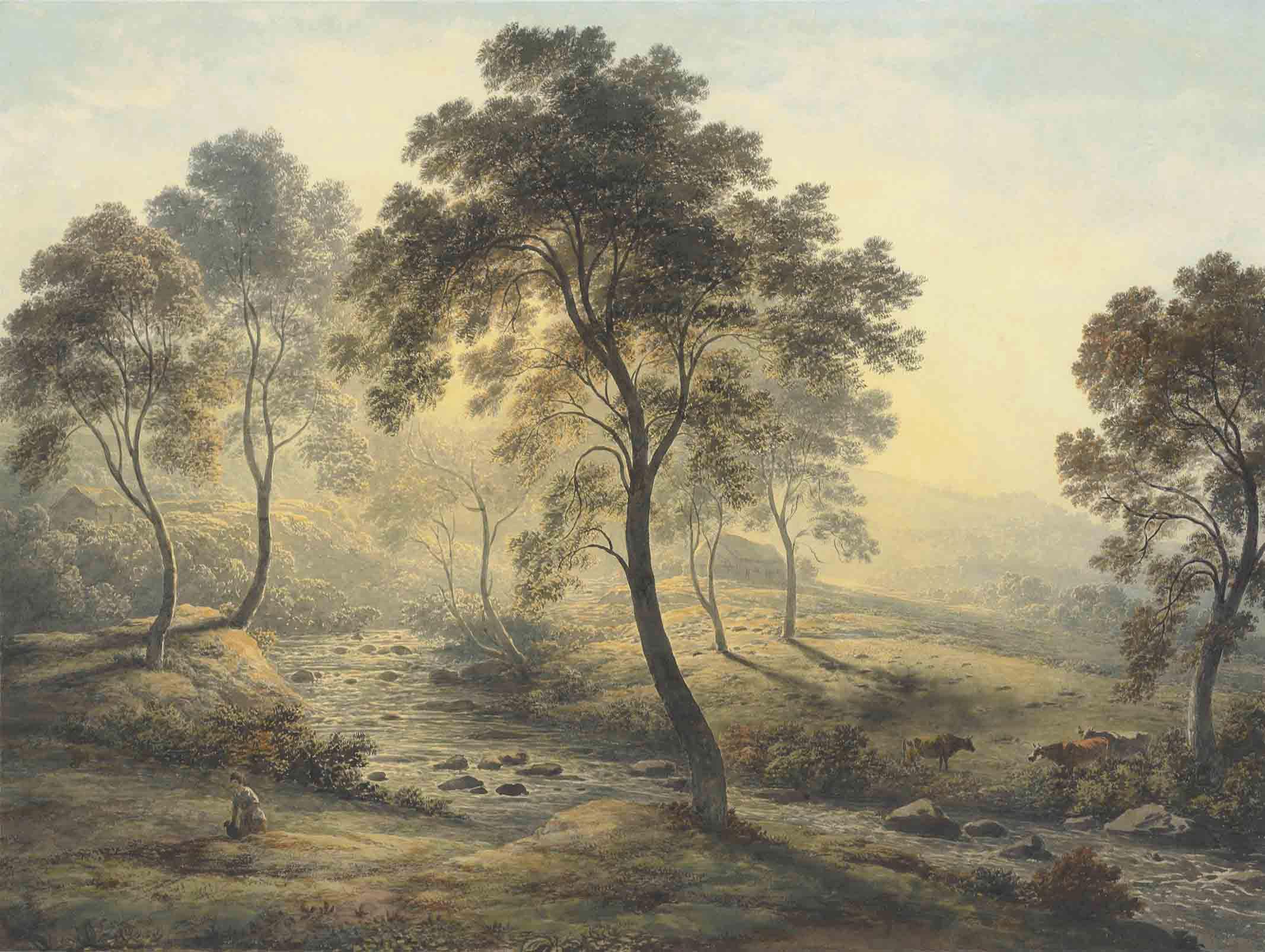 John Glover, O.W.S. - Early morning near Loch Katrine in the Trossachs, Scotland