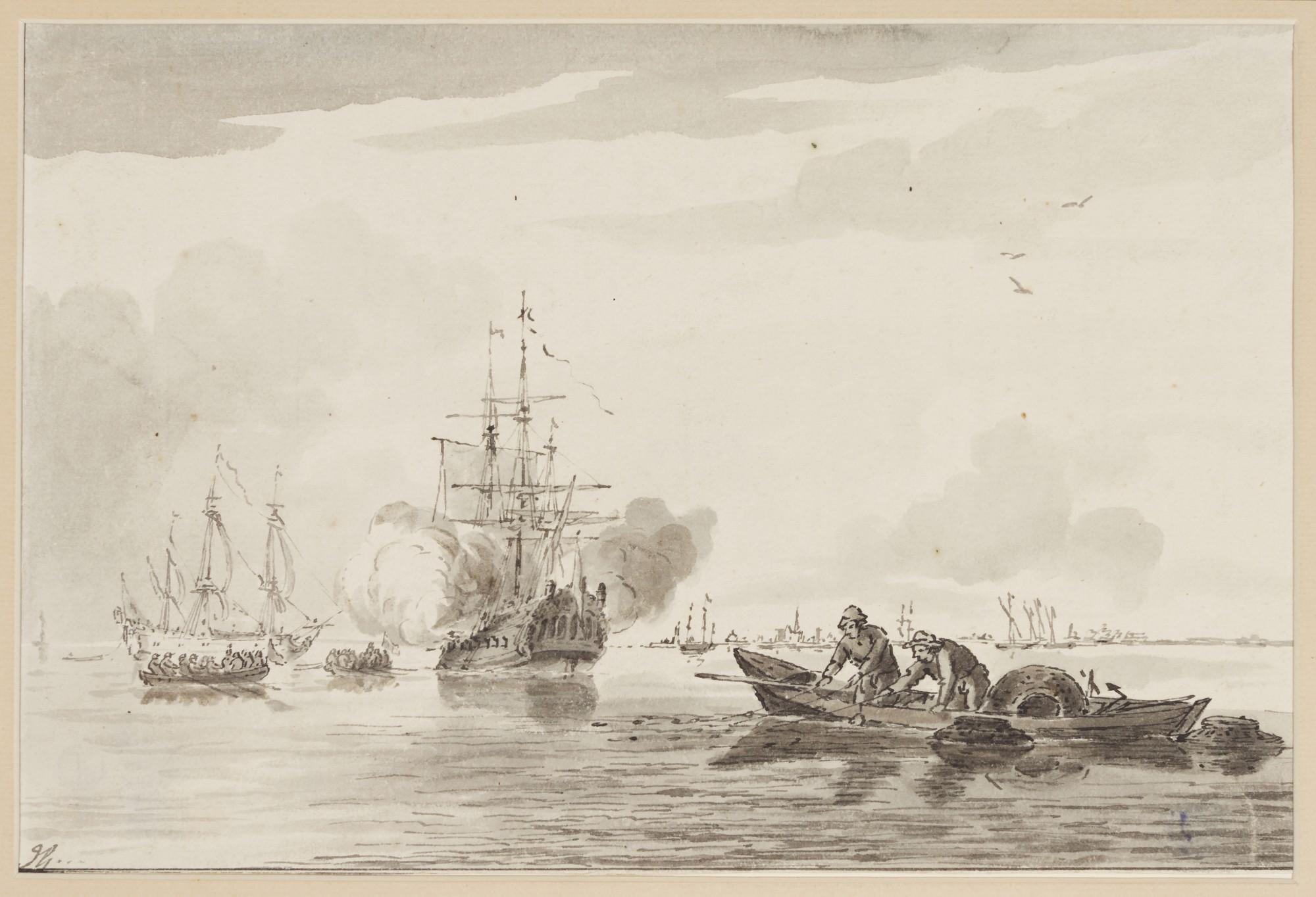 John Greenwood, F.S.A. - Seascape With Men O\'War And Other Shipping