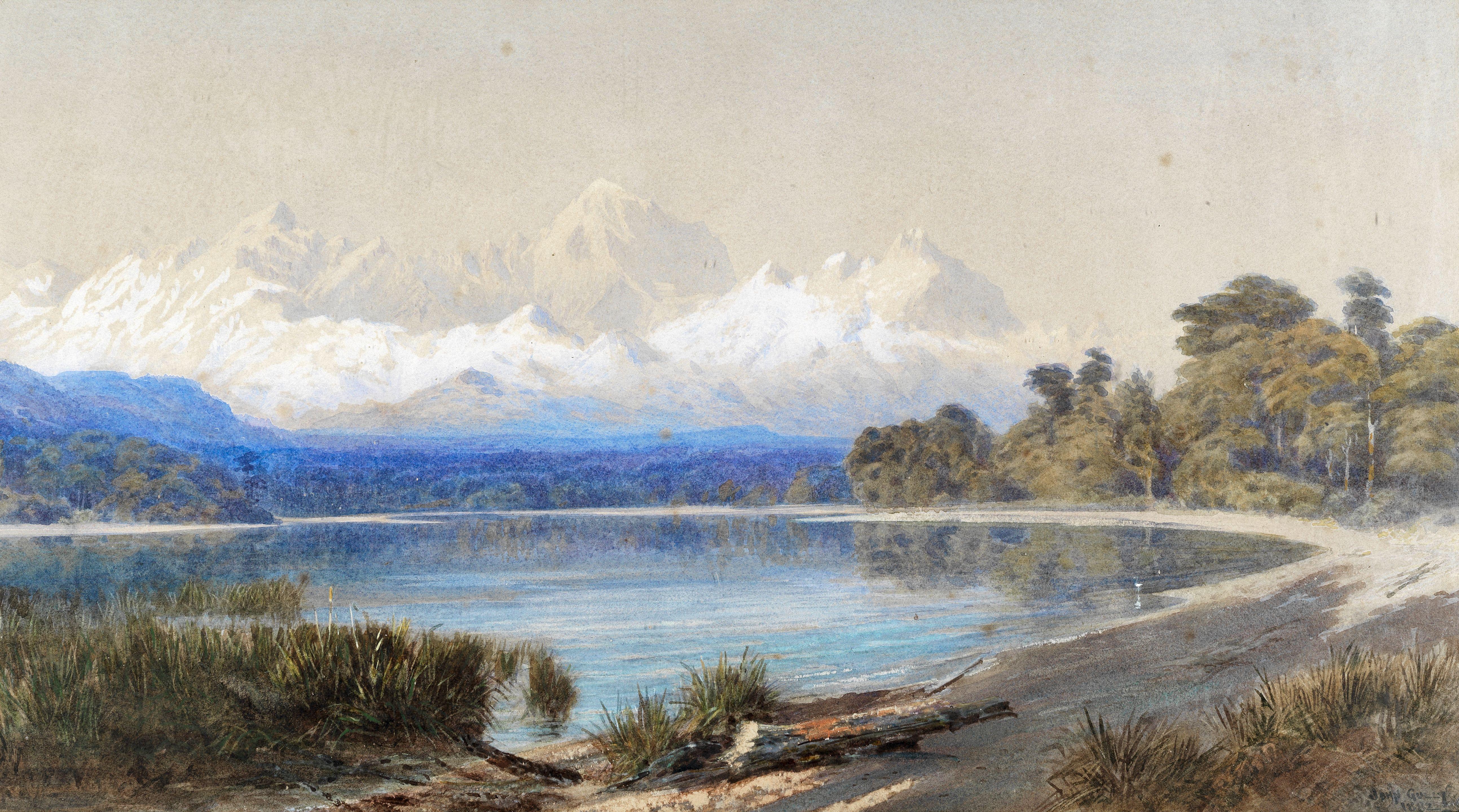 John Gully - The Remarkables from the edge Lake Wakatipu, Otago, New Zealand