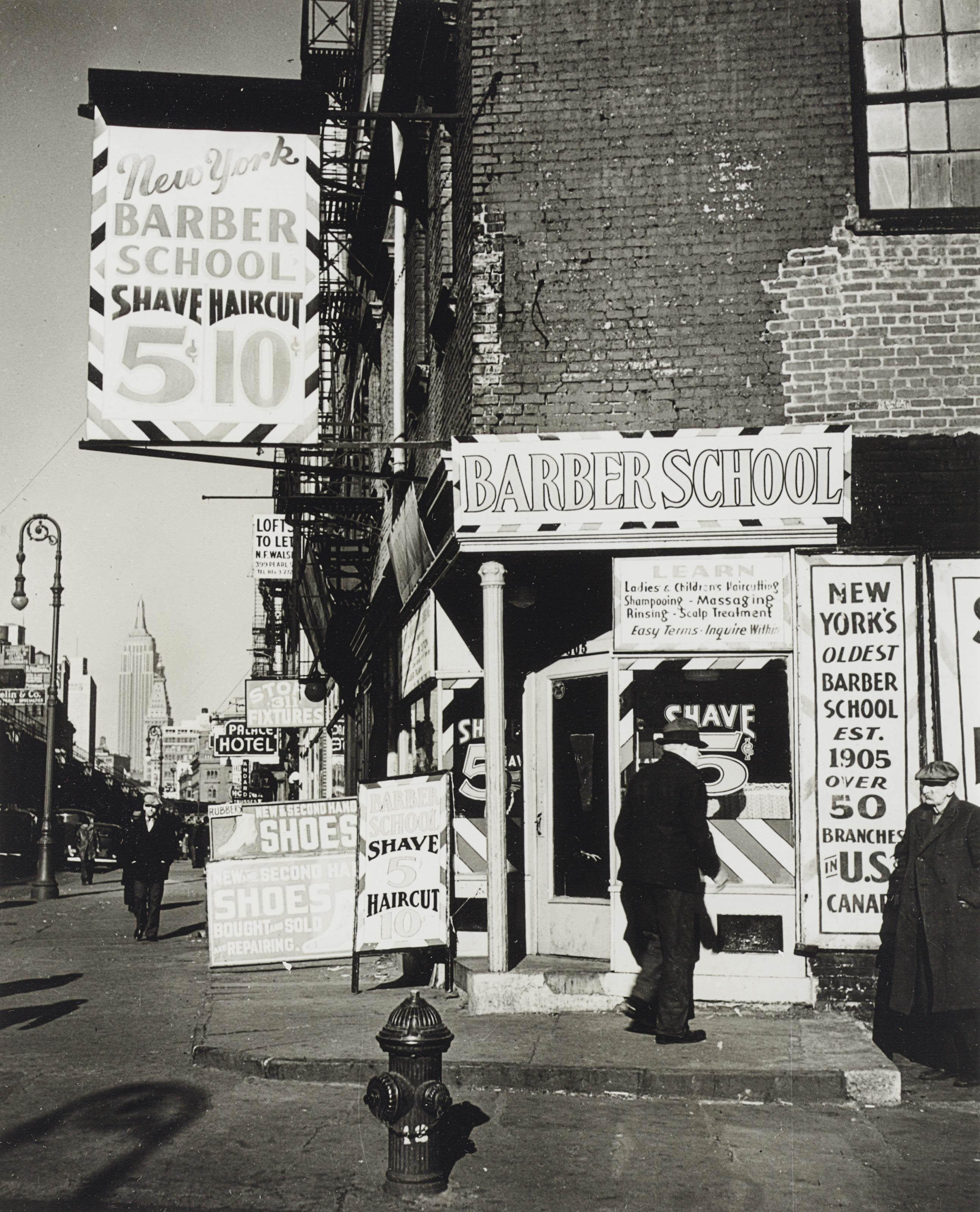 John Gutmann - Barber School, Bowery, N.Y.C., 1936