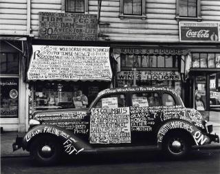 John Gutmann - \'Yes, Columbus Did Discover America!\', San Francisco, 1938