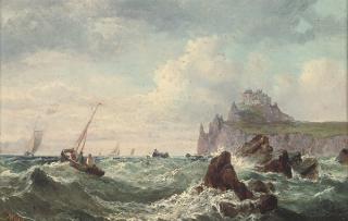 John H. Wilson - Fishing boats below a fortified headland