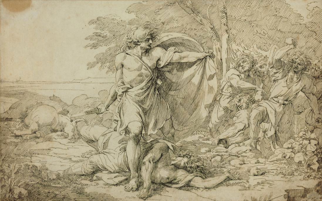 John Hamilton Mortimer, A.R.A. - A battle in the precincts of a temple