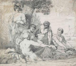 John Hamilton Mortimer, A.R.A. - Fishermen drawing in their nets