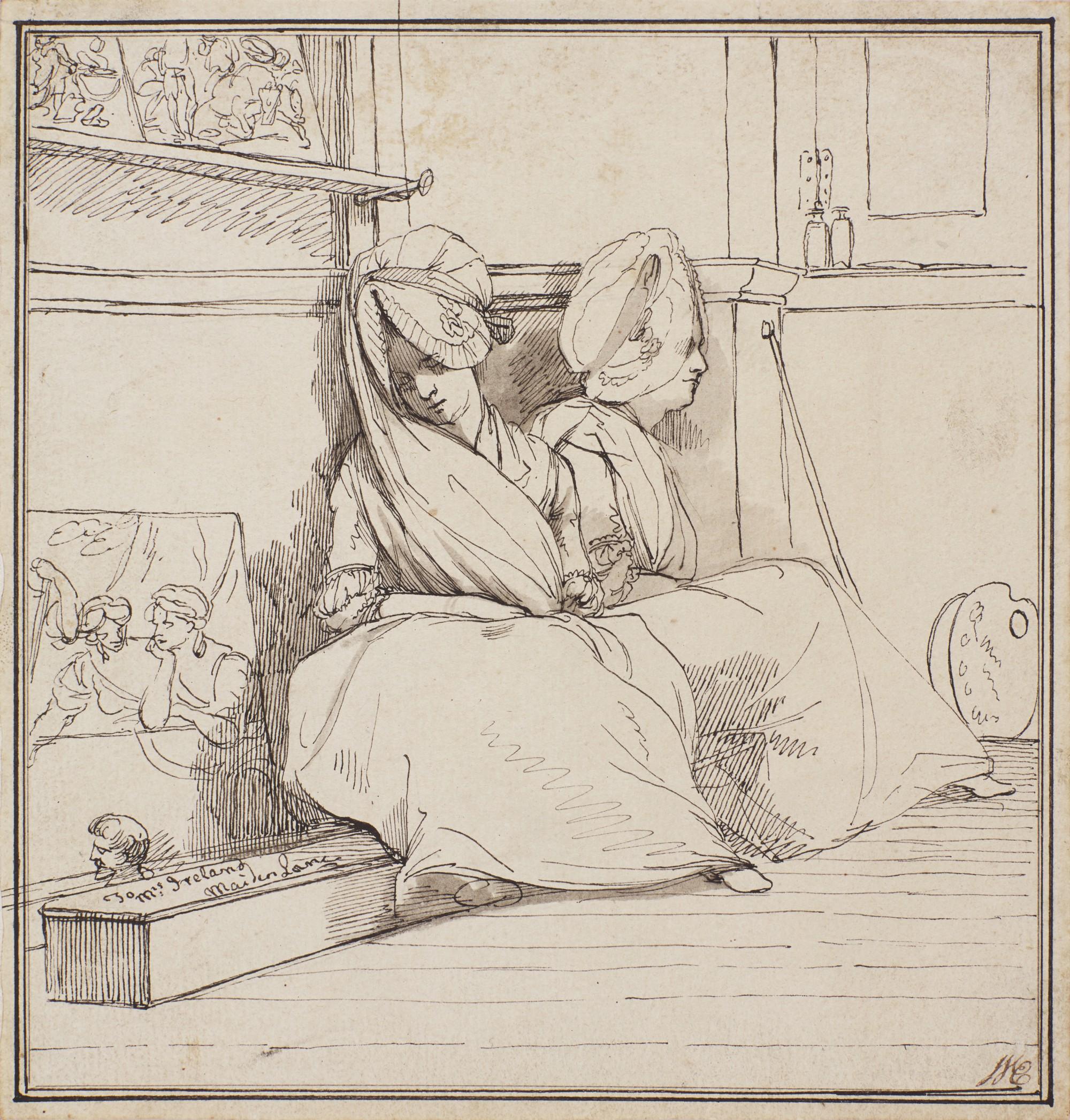 John Hamilton Mortimer, A.R.A. - Two ladies sitting in the corner of a studio