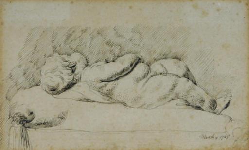 John Hamilton Mortimer - A study of a statue of a recumbent child