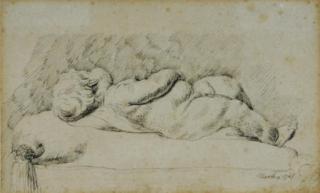John Hamilton Mortimer - A study of a statue of a recumbent child