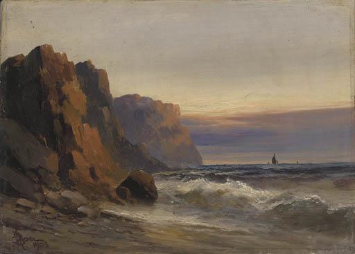 John Henry Boel - Shipping Off A Rocky Coastline; And Another Similar