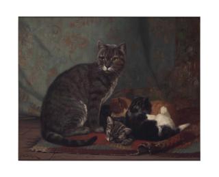 John Henry Dolph - Mother and her Kittens