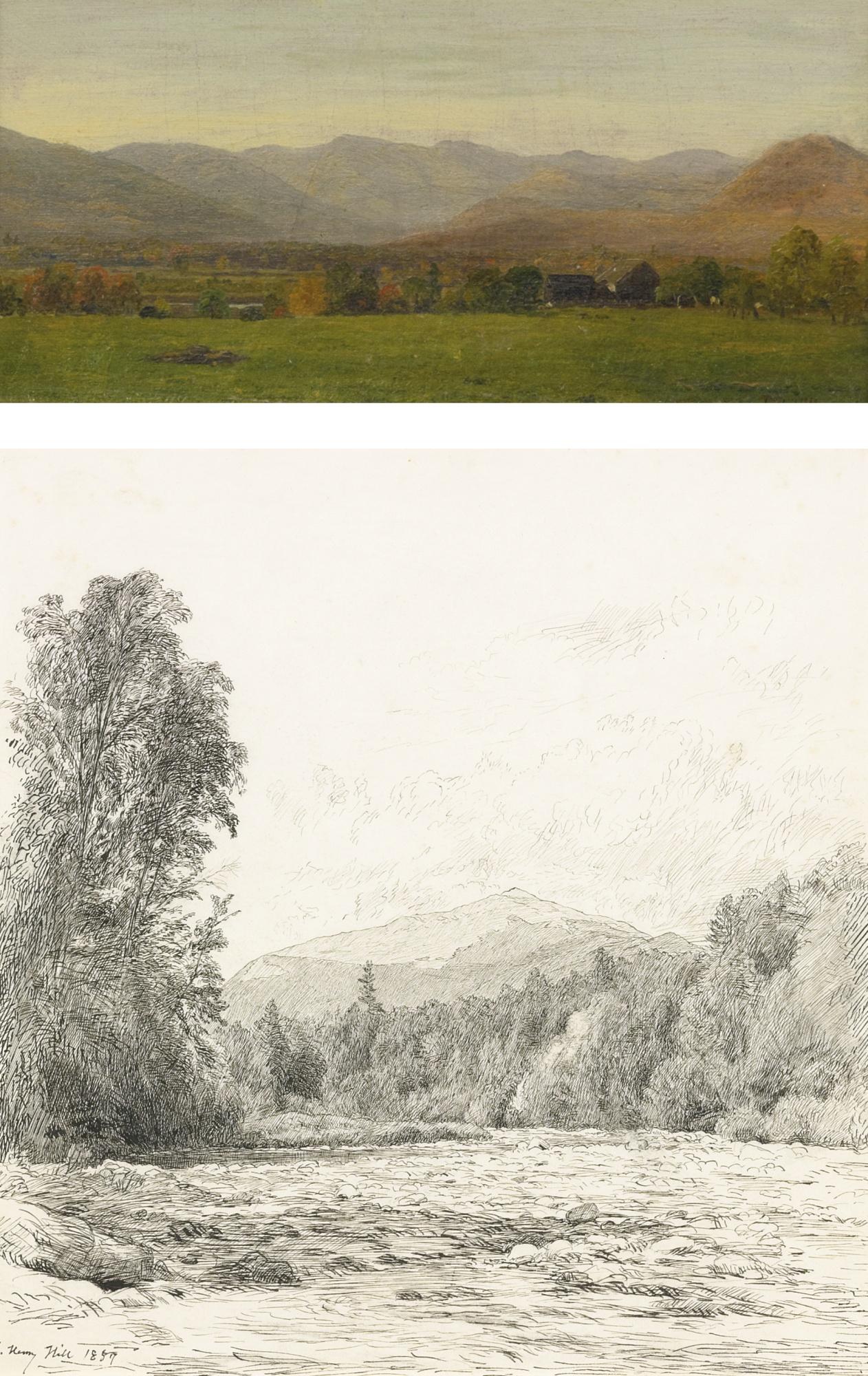 John Henry Hill - Landscape; Rapids; Waterfall; Near Lake George Beaver Creek Falls: Four Works