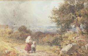 John Henry Mole, R.I. - A Mother And Child Returning Home Before The Storm