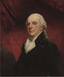 John Hoppner, R.A. - Portrait of J. Cotes M.P., Half-Length, In A White Cravat And Black Coatet, Before A Red Drape