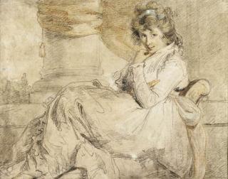 John Hoppner, R.A. - Study Of An Elegant Young Lady, Traditionally Identified As Emma Hamilton, Seated On A Chaise Longue