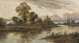 John Horace Hooper - A Summer evening on the Thames, below Reading; and A peaceful day on the river, near Pangbourne-on-Thames