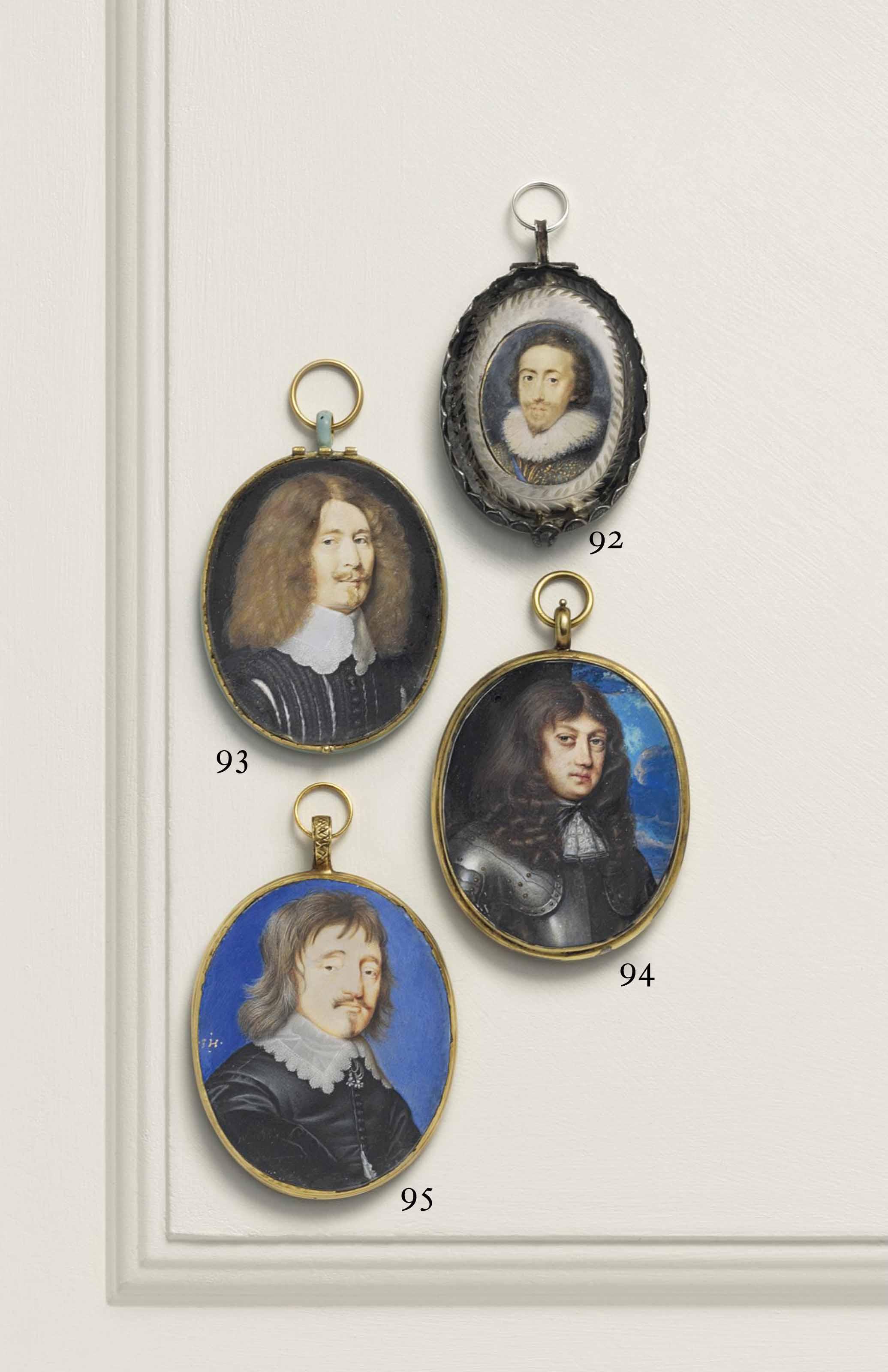 John Hoskins - A Gentleman, In Black Doublet With Scalloped-Edged White Lawn Collar, Shoulder-Length Brown Hair And Moustache