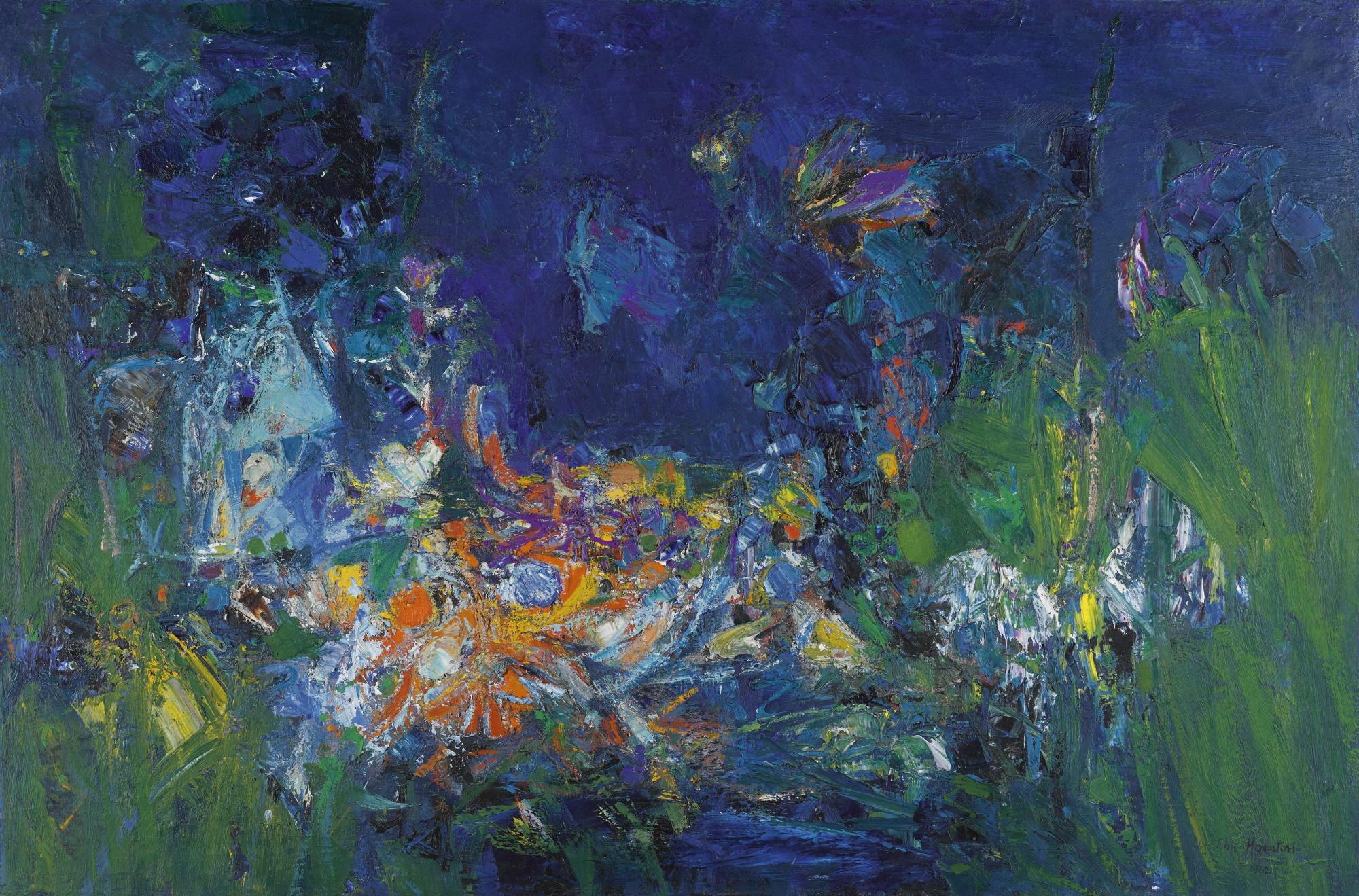 John Houston O.B.E., R.S.A., R.S.W. - Birds In A Garden