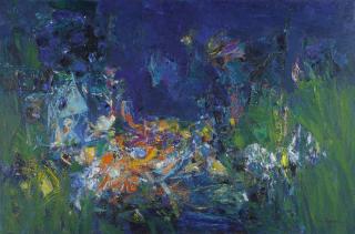 John Houston O.B.E., R.S.A., R.S.W. - Birds In A Garden