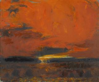 John Houston, O.B.E., R.S.A., R.S.W. - Stormy Sunset At Lewis