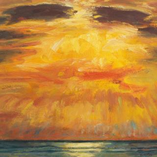 John Houston OBE RSA RSW RGI SSA - Light on the Sea, Evening