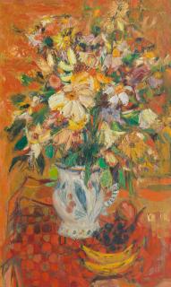 John Houston Obe RSA RSW RGI SSA - Vase of flowers, Autumn