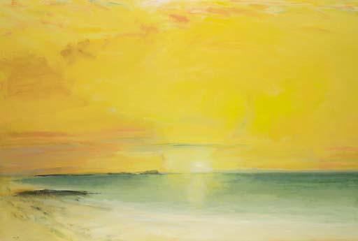 John Houston, R.S.A. - Sunset over the Forth (from North Berwick Golf Club showing Fife and the Lomonds)