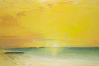 John Houston, R.S.A. - Sunset over the Forth (from North Berwick Golf Club showing Fife and the Lomonds)